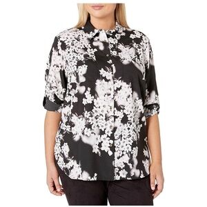 CALVIN KLEIN Women’s Button Down Floral Blouse, L